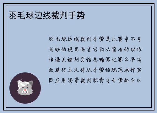 羽毛球边线裁判手势
